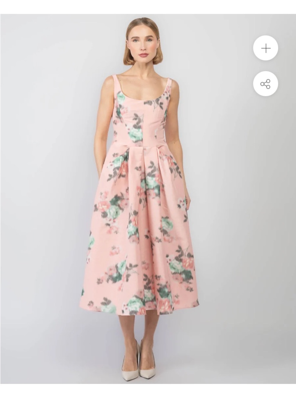 Philosophy Pink Floral Scoop-Neck Midi Dress